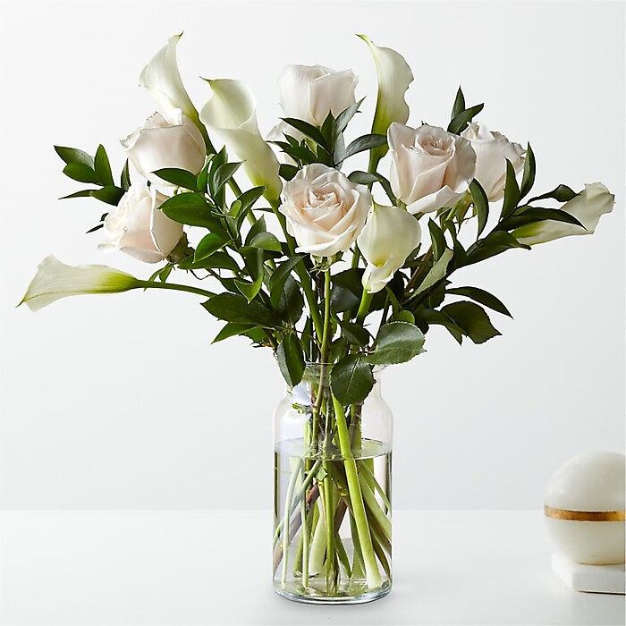 Vision in Ivory Rose and Calla Lily Bouquet